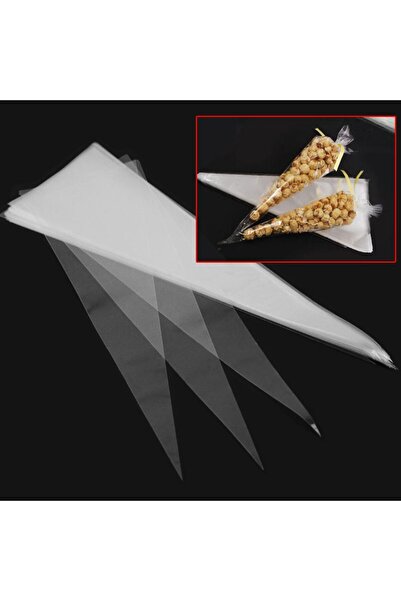 ŞEKERCİYAŞAR Üçgen Konik Şeffaf Poşet Beze-şeker- çiçek-marshmallow-külah Içi...