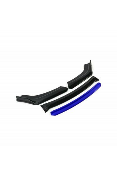 CED AUTO TRADE Civic Design front bumper extension, glossy black with blue lip, 4 pieces