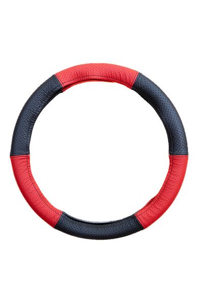 Umbrella RED PERFORATED GENUINE LEATHER STEERING WHEEL COVER 37-39 CM MEGA DRIVE