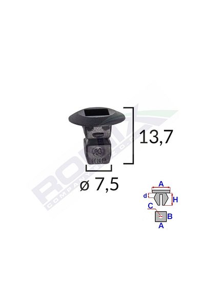 ROMİX Wheel Element Fixing Clamp For Vag Group 7.5X13.7Mm Black Set of 10 Pieces