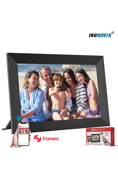 INOMEVIX Rama Foto Digitala, Wifi, 32 Gb, Ecran Full Hd, Aplicatie Frameo, Ecran De 10,1 Inch, Ecran Tactil