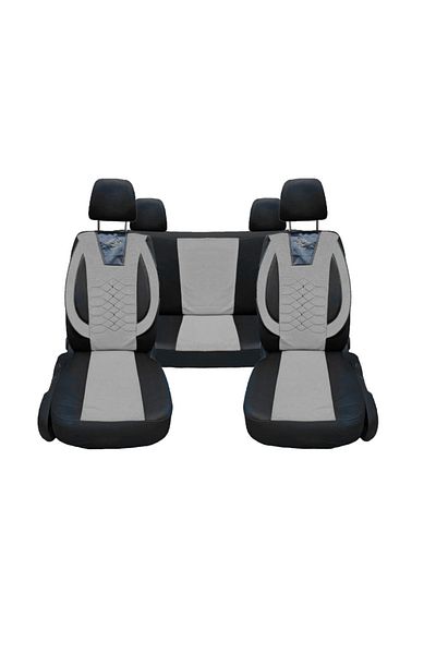 CED AUTO TRADE Set huse scaune auto, universale, fata-spate, material textil, negru cu gri