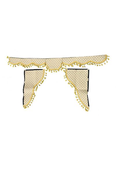CED AUTO TRADE Set of 3 eco-leather curtains for truck, universal compatible with DAF, cream color