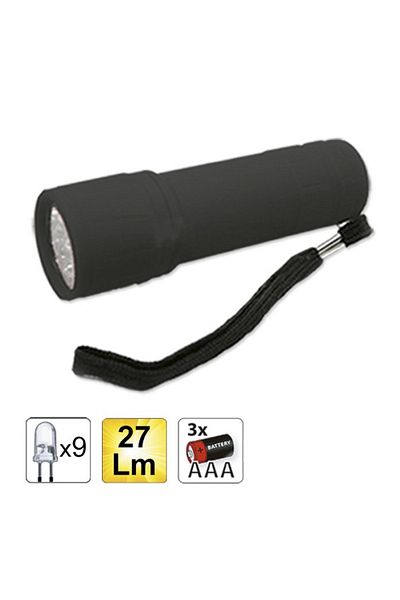 JBM LANTERNA DE PLASTIC CU 9 LEDURI. CULOARE NEGRU JBM