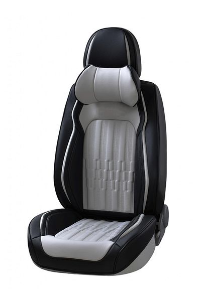 CED AUTO TRADE Set huse scaune auto universale, piele ecologica gri cu negru, fata-spate