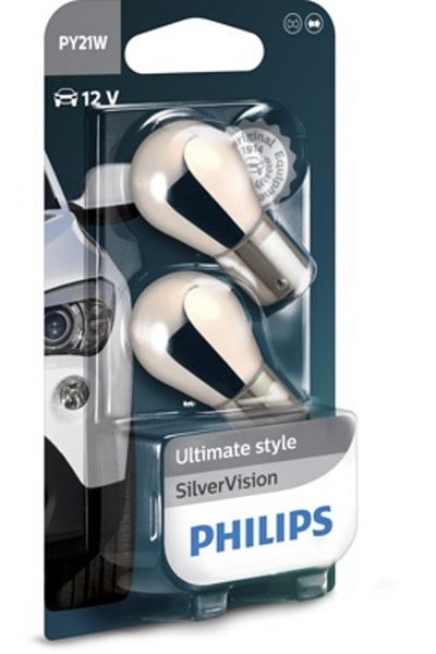 Philips SET 2 BECURI SEMNALIZARE PY21W 12V (blister) SILVER VISION PHILIPS