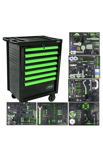 JBM DULAP CU 7 SERTARE. VERDE. CU SET DE INSTRUMENTE PENTRU SINCRONIZARE MOTOR