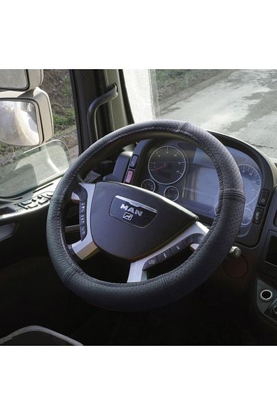 Umbrella STEERING WHEEL COVER, NATURAL LEATHER, PERFORATED, BLACK, 44-46 CM