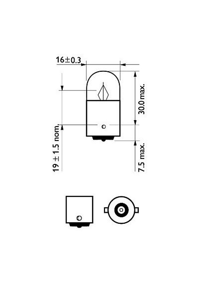 Philips Bec auxiliar R5W Ba15S 12V Set 10 bucăți Philips