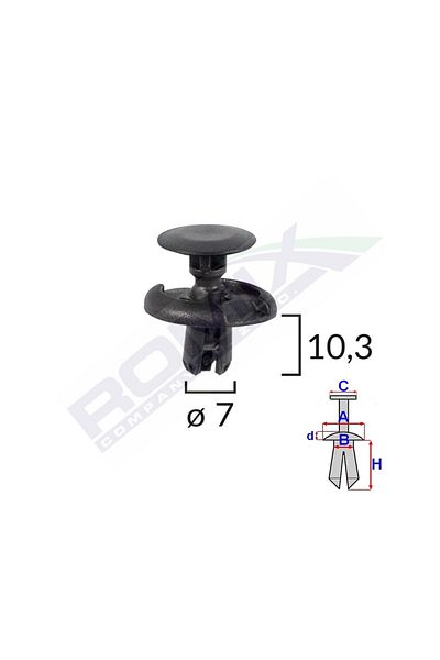 ROMİX Clips Fixare Pentru Toyota/Suzuki 7X10.3Mm - Negru Set 10 Buc