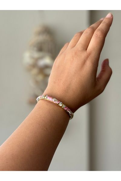 Beloria Mineli Gold Stone Steel Bracelet
