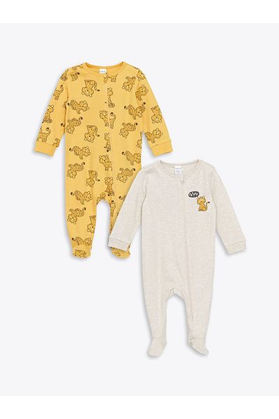 LC Waikiki LCW baby Crew Neck Long Sleeve Printed Baby Boy Jumpsuit 2-pack