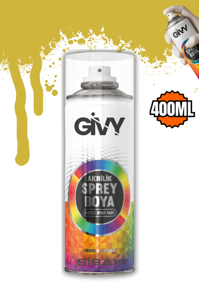 GİVY Akrilik Sprey Boya Altın Efekt 400 ml | Metalik Altın Renk