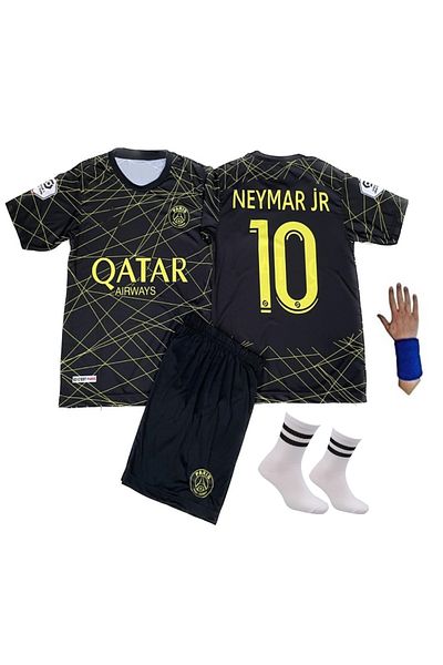 sinmm Neymar Psg Gold Special Production Children's Jersey Bottom Top Team Wristband Socks Gift