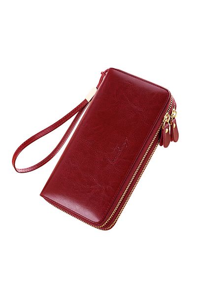 Clavi Genuine Leather Women's Wallet, Rfid Protection, Dimensions 20x10 X4 Cm, Grenade Red