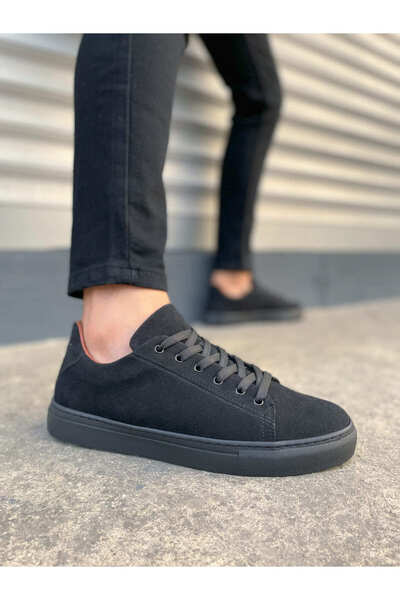 Joy Ayakkabı JY122 Ανδρικά παπούτσια casual sneaker με κορδόνια από σουέντ SST - Μαύρο