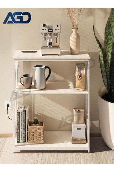 AGD 3 Layers Adjustable Entryway Table With Charging Base And Storage Shelf Coffee Table For Living