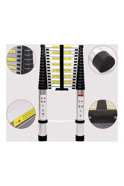 GENERAL Aybama Foldable Telescopic Ladder Aluminum Multi-purpose Silver/Black 3.8m