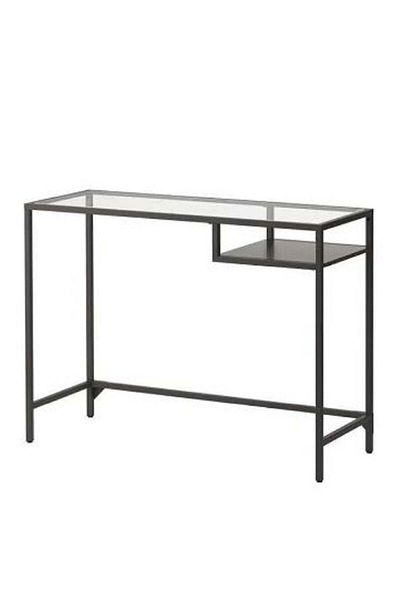 AGD Coffee corner with storage, glass top and metal frame, sideboard with drawer, for living room and office
