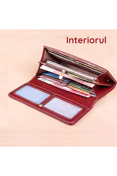 Clavi Women's Wallet Made of Genuine Leather Clavi, RFID Protection, Dimensions 19.5x9.5x3 cm, Grenade Red
