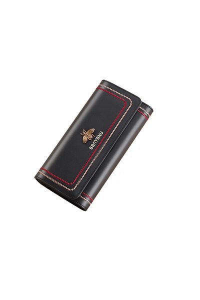 Clavi Genuine Leather Women's Wallet, with RFID Protection, Dimensions 19.5x9.5x3 cm, Black