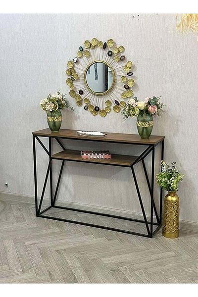 AGD Console Wooden Unit with Metallic Frame