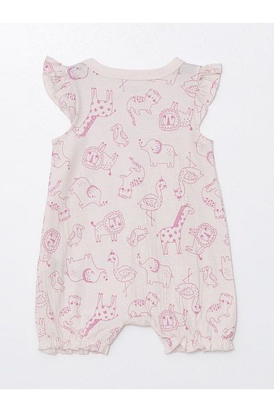 LC Waikiki LCW baby Crew Neck Short Sleeve Printed Baby Girl Romper