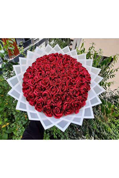 BUKET DÜNYASI 60 Lı Led Işıklı Söz Nişan Solmayan Gül Buketi Bordo Gül Dışı B...