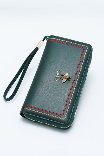 Clavi Genuine Leather Women's Wallet, Rfid Protection, Dimensions 20x10.5x3.5 Cm, Green