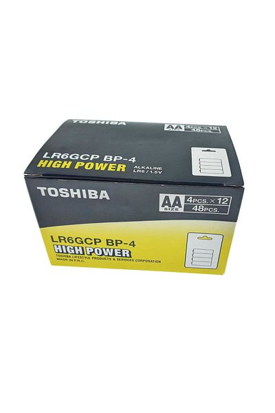 Toshiba Set of 48 LR6 alkaline batteries, High Power AA, 1.5V, in blisters