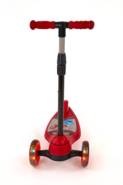 BRN Oyuncak Frenli Led Işıklı 3 Üç Tekerlekli Yükseklik Ayarlı Runner Kız Erkek Kırmızı Çocuk Pembe Scooter