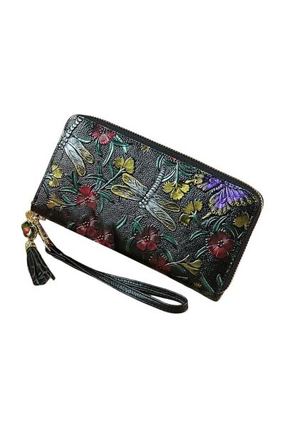 Clavi Women's Wallet Made of Genuine Leather Clavi, Three-Dimensional Print, RFID, 20x10.5x2.5 cm, Black