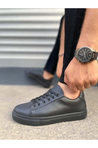 Joy Ayakkabı Jy122 Fashion Lace-Up Skin Men's Casual Sneaker Shoes Cst - Black