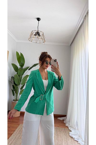 Daves Luxury Quality Linen Jacket with Lacing Details