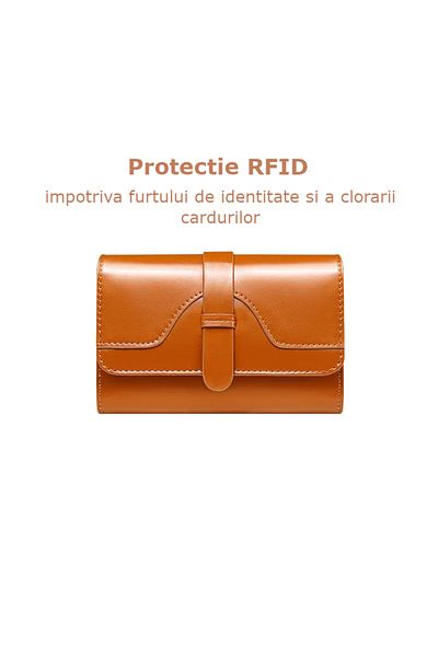 Clavi Women's Genuine Leather Wallet, Clavi, Compact, Vintage Design, RFID Blocking, 9x14x3cm, Brown