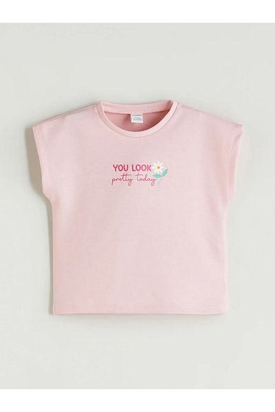 LC Waikiki Lcw Kids Pink Printed Girl's T-Shirt and Shorts 2-Pack