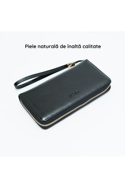 Clavi Women's Wallet Made of Genuine Leather Clavi, RFID protection, Dimensions 20x10.5x2.5 cm, Black
