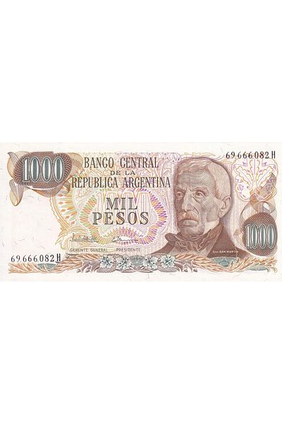 Benim Koleksiyonum Argentina, 1,000 Peso (1981) Unc Old Foreign Paper Money