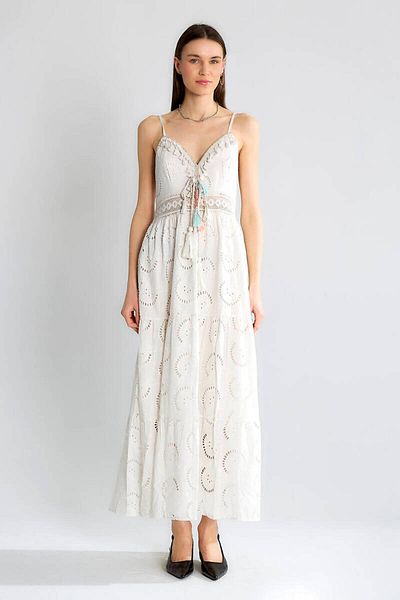 Robin Lace and Tassel Detailed Strap Brode Dress