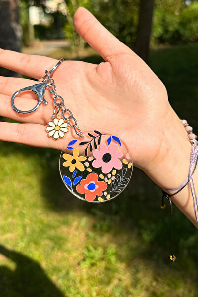 Colorful Flower Patterned Daisy Charm Keychain and Bag Ornament Accessory