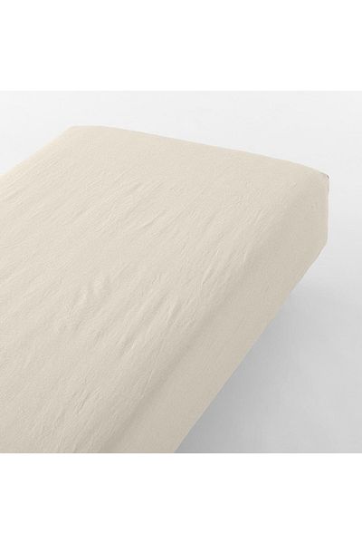 Muji Washable Cotton Fitted Sheet, King, W180 x L200 x D18-28 cm