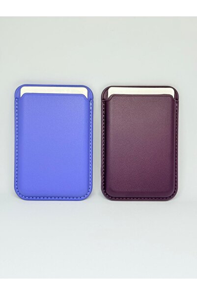 Store Derin Mor_Tüm Iphone Modelleri İle Uyumlu Magsafe Özellikli Deri Manyetik Cüzdan Kartlık