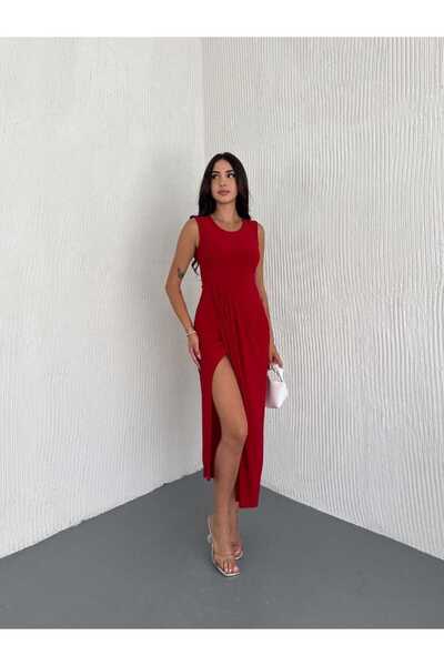 Ergün Sandy Stretch Fabric Long Dress