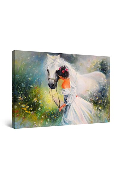 startonight Tablou DualView Startonight Fata cu Cal Alb, 120 cm x 80 cm