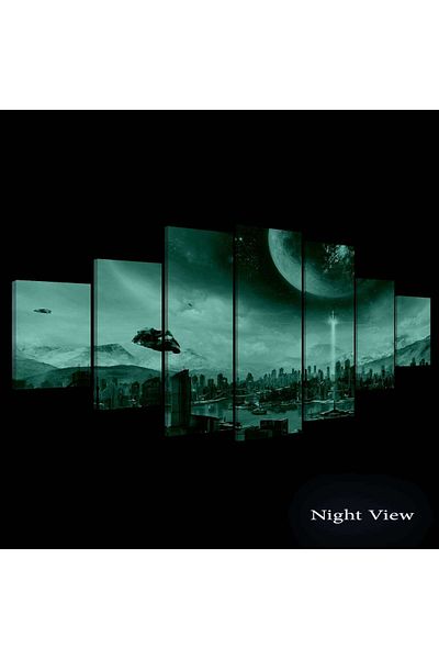 startonight Set Tablou DualView Startonight Oras din viitor, 7 piese, 100 x 240 cm