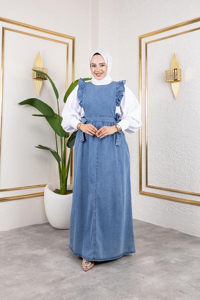 exxitcollection Gilet de blugi pentru femei, rochie de blugi slopet 140 cm