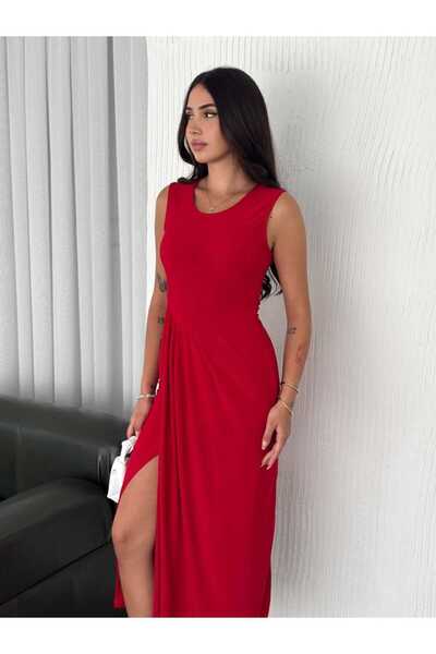 Ergün Sandy Stretch Fabric Long Dress