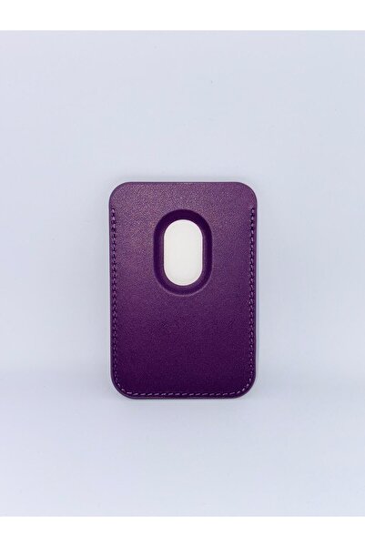 Store Derin Mor_Tüm Iphone Modelleri İle Uyumlu Magsafe Özellikli Deri Manyetik Cüzdan Kartlık