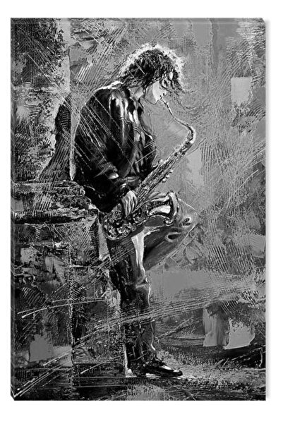 startonight Tablou Alb-Negru Abstract Startonight, Tanar cantand la saxofon, 80 x 120 cm