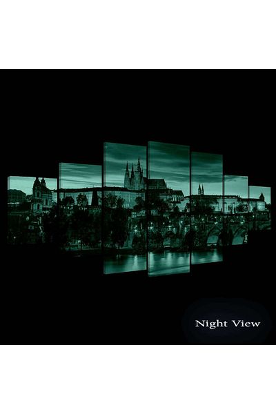 startonight Set Tablou DualView Startonight Castel in Praga, 7 piese, 100 x 240 cm